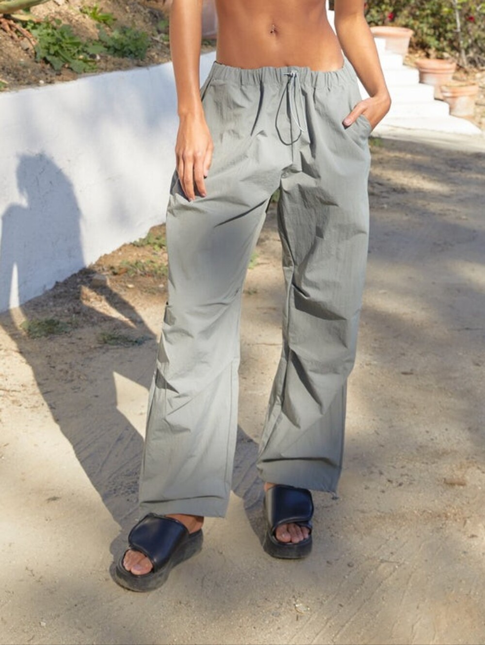 OAK + FORT Parachute Pants Sedona Sage Gorpcore Small